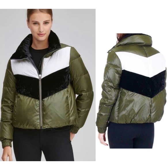 Andrew Marc Jackets & Blazers - Crushed Velvet Chevron Andrew Marc Chevron Stripe Puffer Coat NWT Size XL